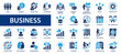 Business flat icons set. Meeting, partnership, business team, profit, company, management, planning, icons and more signs. Flat icon collection.