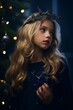 Portrait beauty girl cute tree children celebration person young christmas childhood