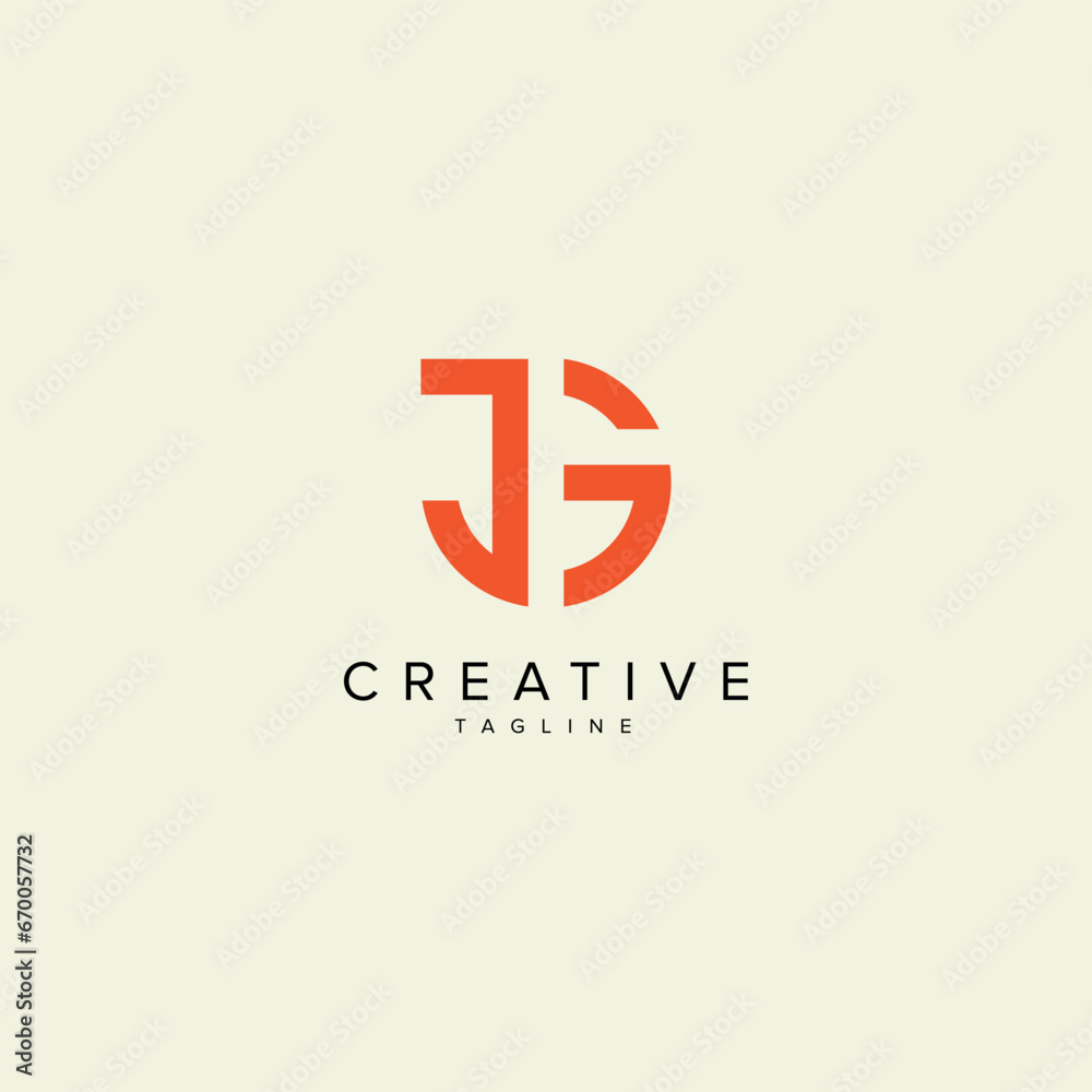 Alphabet JG GJ letter modern monogram style logo vector template. Stock ...