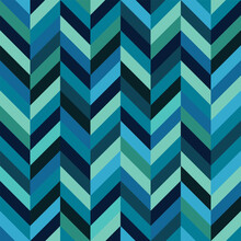 Sea Blue Seamless Chevron Pattern. Herringbone Shape Abstract Background. Texture Design For Tile, Cover, Poster, Flyer, Banner, Wall, Backdrop, Textile. Vector Illustration.