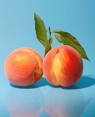 Wall Mural - Healthy organic fruit sweet fresh red peach ripe food juicy