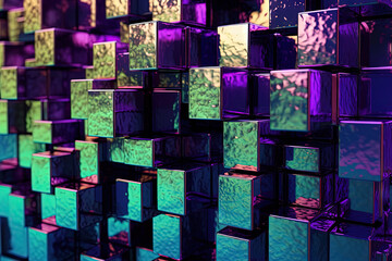 Poster - Abstract background with structure of cubes. Colorful cubes texture for technology backdrop.
