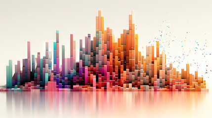 Aufkleber - Business data graph concept with market data clusters and particles. Digital sorting and management concept for business and finance.