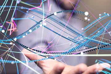 Poster - conference Digital Network and data concept 3d