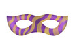 Mardi Gras yellow, purple carnival mask clip art. fat tuesday carnival mask cut out. festival masquerade accessories isolated on transparent background illustration. Opera and theater costume element