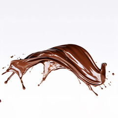 Wall Mural - The close up detail of the chocolate liquid splash isolated on white background. Generative AI.