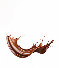 Wall Mural - The close up detail of the chocolate liquid splash isolated on white background. Generative AI.