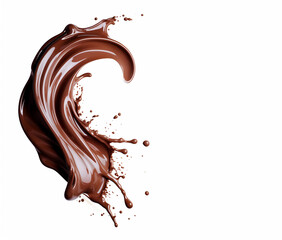 Wall Mural - The close up detail of the chocolate liquid splash isolated on white background. Generative AI.