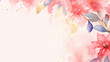 flowers border watercolor background in spring pink