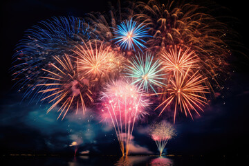 multicolored fireworks exploding in the sky at night