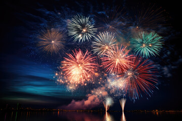 multicolored fireworks exploding in the sky at night