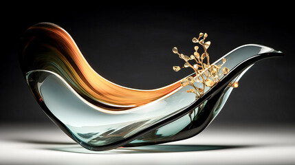 Canvas Print - An abstract image of a coup glass in gold and black with hints of aqua, captured by ThatOtherGuy.