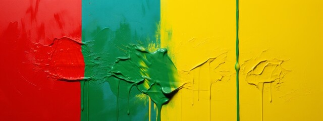Poster - Closeup of abstract rough colorful red yellow green blue art painting texture background wallpaper, with oil or acrylic brushstroke waves, pallet knife paint on canvas