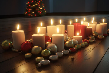 Wall Mural - christmas candles and decorations - generative ai