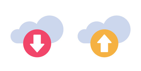 Poster - Upload download cloud storage icon vector flat graphic symbol with load arrow digital service image clipart