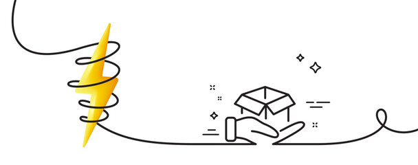 Poster - Hold open box line icon. Continuous one line with curl. Delivery parcel sign. Cargo package symbol. Hold box single outline ribbon. Loop curve with energy. Vector