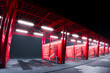 Empty Self-Service Car Wash Station with Red Elements and Modern Design
