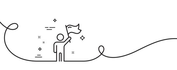 Poster - Leadership line icon. Continuous one line with curl. Success flag sign. Winner symbol. Leadership single outline ribbon. Loop curve pattern. Vector