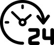 Linear icon of 24 hours a day as symbol of 24-hour service