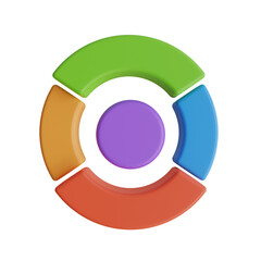 Aufkleber - 3D Colored Doughnut Chart Model. Lavender-themed 3D Colored Doughnut Chart Model for Data Governance.
3d illustration, 3d element, 3d rendering. 3d visualization isolated on a transparent background