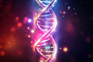 Poster - Bright Colorful Dna Sequence Background Backdrop Generative AI