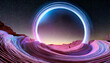 3d render abstract background cosmic landscape round