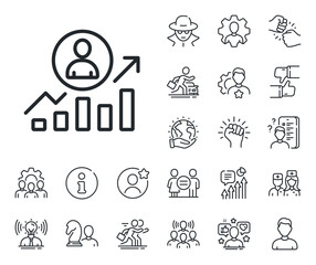 Poster - Career Growth chart sign. Specialist, doctor and job competition outline icons. Business results line icon. Career ladder line sign. Avatar placeholder, spy headshot icon. Strike leader. Vector