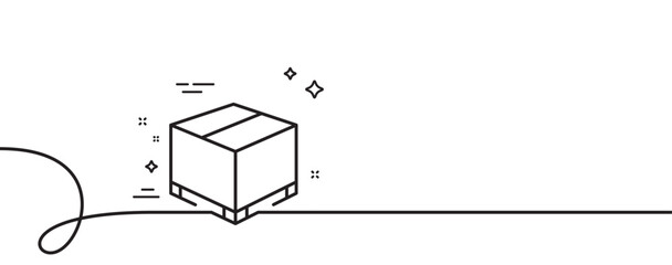 Poster - Parcel box line icon. Continuous one line with curl. Logistics delivery sign. Package tracking symbol. Delivery box single outline ribbon. Loop curve pattern. Vector