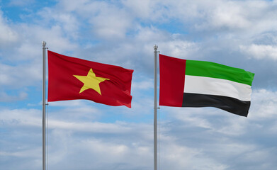 Wall Mural - UAE and Vietnam flags, country relationship concept