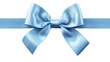 Beautiful shiny silk blue bow isolated on transparent background, decorative design png element, clip art festive object.
