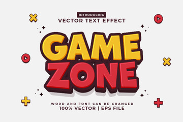 Poster - Editable text effect Game Zone 3d cartoon template style premium vector