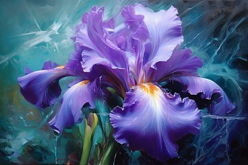  Aqua-purple iris. Generative AI