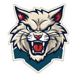 Angry Bobcat mascot Logo Design Style. Wild Lynx looking straight forward on white background generative ai
