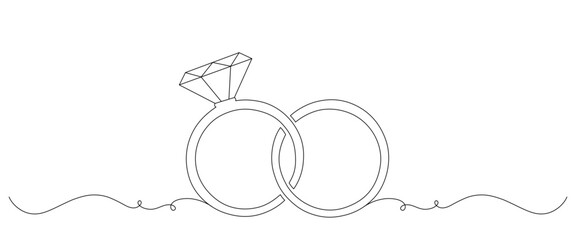 wedding ring  line art style. vector invitation, valentine element