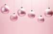 monochrome pink christmas or new year banner with ornaments,copy space banner