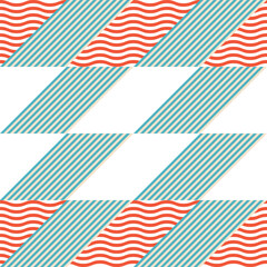 Fototapete - Modern abstract geometric contemporary vector seamless diagonal pattern with simple elements and shapes. Graphic pastel colored minimalist background.