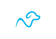 simple dog logo design. pet care concept elements. linear style symbol vector illustration.	