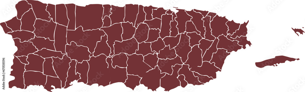 Pr Map Color vector map of Puerto Rico wine color Stock Vector | Adobe Stock