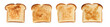 Set of sliced toast or bread, front view, baked food, isolated on a transparent background. (PNG, cutout, or clipping path.)