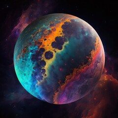 Colorful planet in deep space background image AI Generative