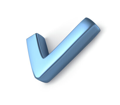 Checkbox Icon. Blue metallic check option for poll or text graphic symbol. Ok mark design element. Realistic icon. Vote on elections. Completed task. Isolated. PNG Illustration.