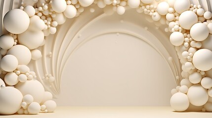 Wall Mural - Generative AI, arch of white and golden balloons. Mock up for wedding, Christmas or other holiday 3d background	