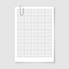 Wall Mural - Sheet of graph paper with grid. Millimeter paper texture, geometric pattern. Gray lined blank for drawing, studying, technical engineering or scale measurement. Vector illustration