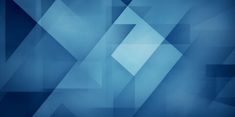 Poster - modern abstract blue background design with layers of textured white transparent material in triangle diamond and squares shapes in random geometric pattern.
