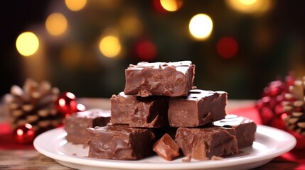 Wall Mural - Delicious Homemade Christmas Fudge - A Decadent Holiday Treat!