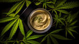 Fototapeta  - Cannabis-Infused Face Cream in Elegant Jar