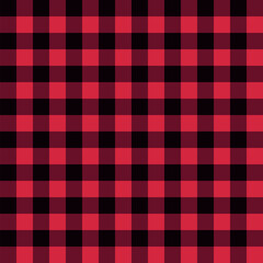 plaid flannel pattern, black and red checkered seamless repeatable texture, vector