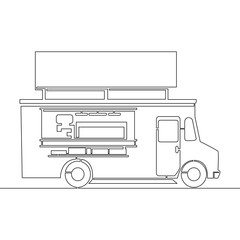 Continuous line drawing Food truck doodle icon vector illustration concept