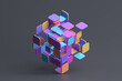 Abstract 3d render, colorful geometric composition design
