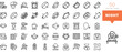 Set of minimalist linear night icons. Vector illustration